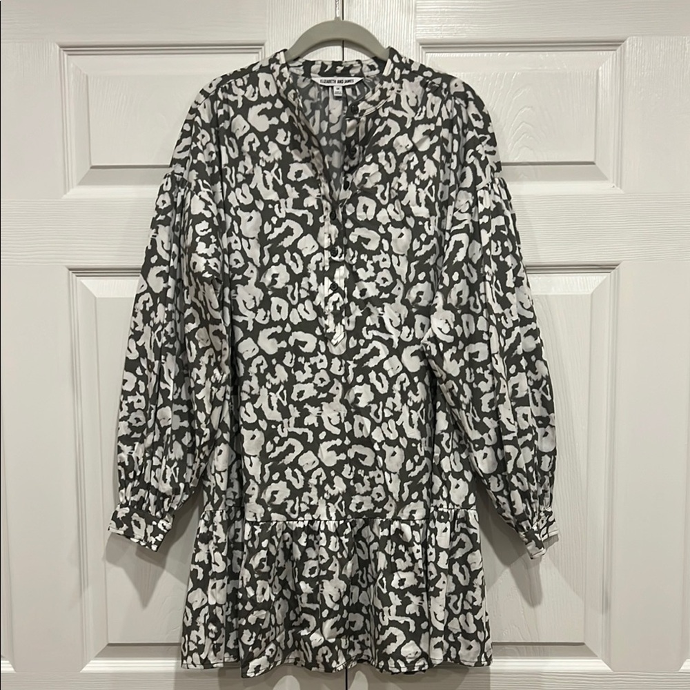 ELIZABETH AND JAMES Drop Waist Dress Womens Animal Print Size Medium